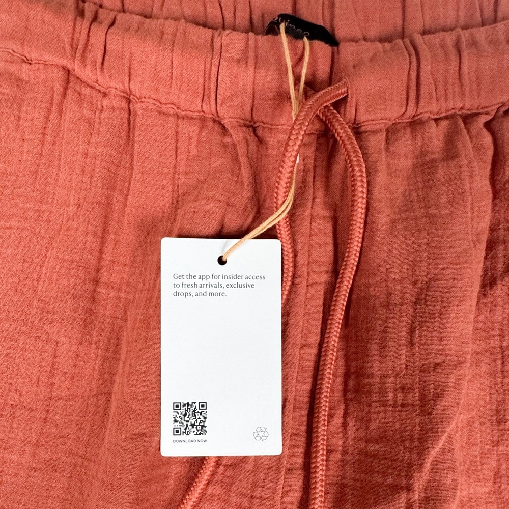 Quince Womens M Organic Cotton Gauze Straight Leg Pants Black NWT Drawstring - Picture 5 of 13